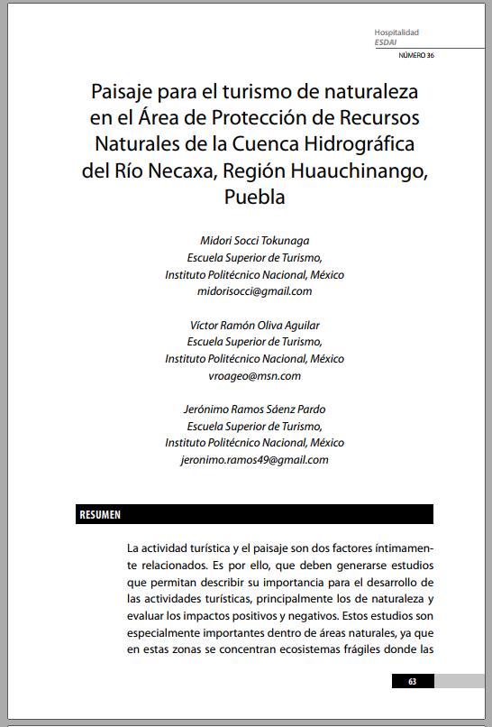36_3 Paisaje para el turismo de naturaleza en el Área de Protección de Recursos Naturales de la Cuenca Hidrográfica del Río Necaxa, Región Huauchinango, Puebla