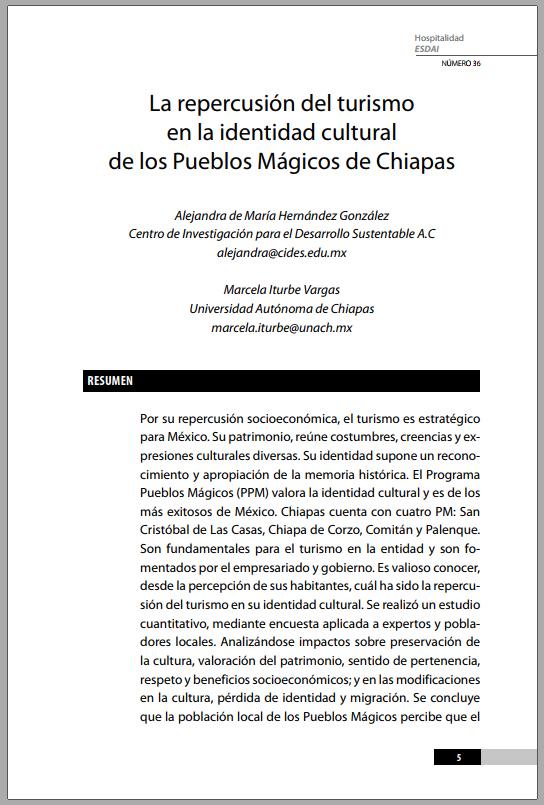 36_1 La repercusión del turismo en la identidad cultural de los Pueblos Mágicos de Chiapas