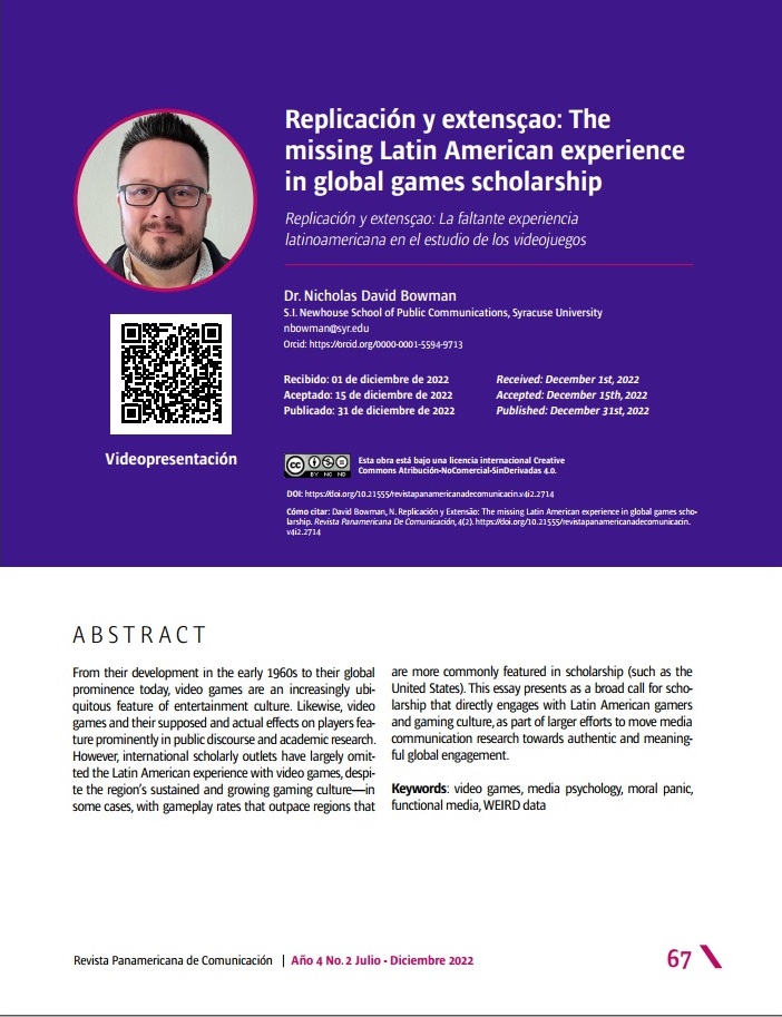 Replicación y Extensão The missing Latin American experience in global games scholarship